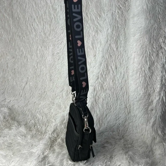 CYNTHIA ROWLEY Black Nylon Zelda Crossbody With Love Strap - Picture 2 of 16